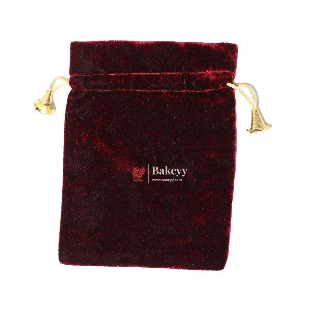10x14 cm | Velvet Drawstring Potli Bag | Brown  Colour | Pack of 10 | Luxurious Gift & Storage Pouch |