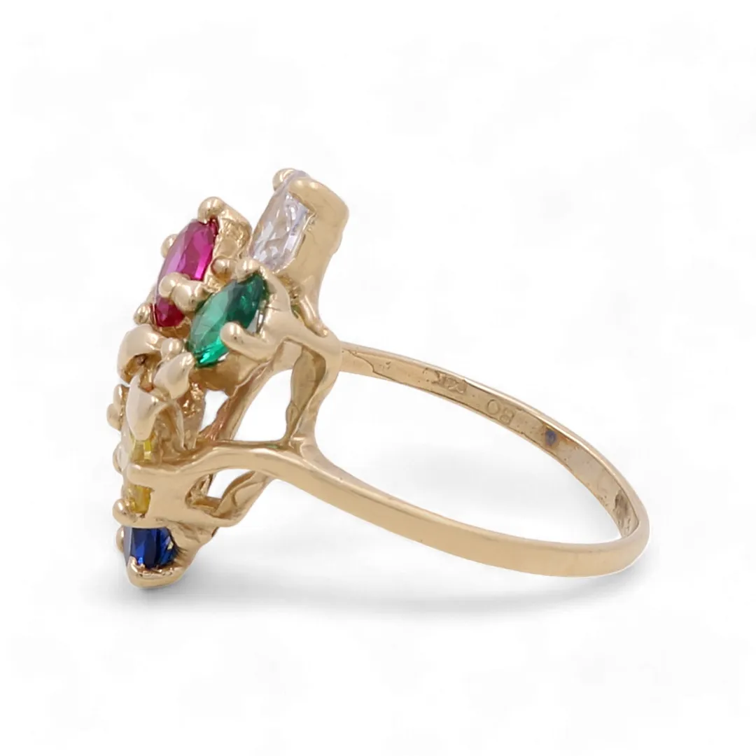 14K Yellow Gold Fashion Women Ring with Stones