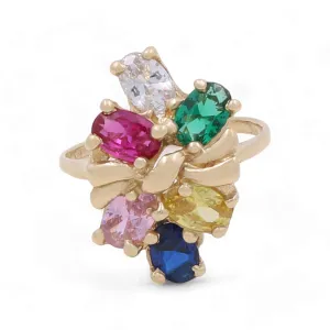14K Yellow Gold Fashion Women Ring with Stones