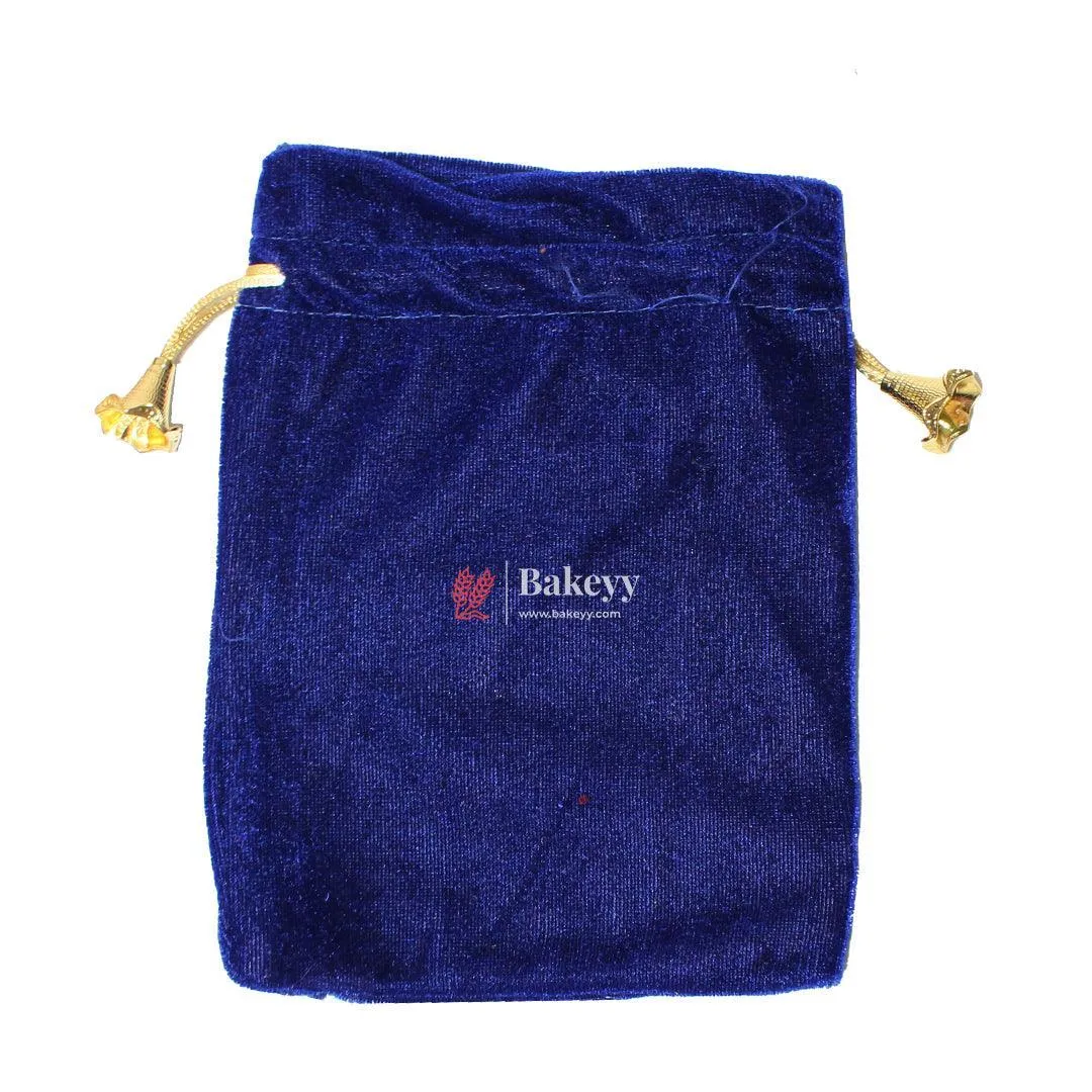 16x20 cm  | Velvet Drawstring Potli Bag | Blue Colour |  Pack of 10 | Luxurious Gift & Storage Pouch |