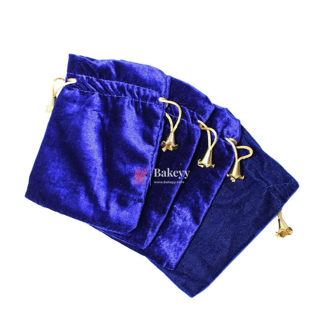 16x20 cm  | Velvet Drawstring Potli Bag | Blue Colour |  Pack of 10 | Luxurious Gift & Storage Pouch |