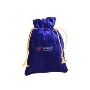 16x20 cm  | Velvet Drawstring Potli Bag | Blue Colour |  Pack of 10 | Luxurious Gift & Storage Pouch |