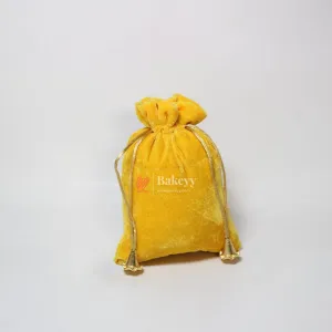 16x20 cm | Velvet Drawstring Potli Bag | Yellow  Colour | Pack of 10 | Luxurious Gift & Storage Pouch |