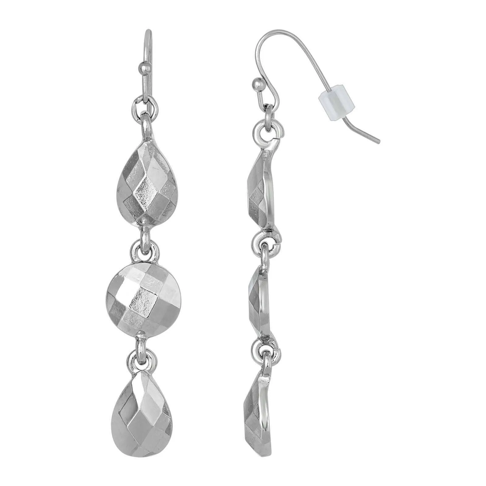 1928 Jewelry Geo Faceted Linear Drop Earrings