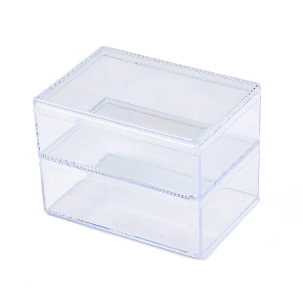 20 pcs Rectangle Polystyrene Bead Storage Container, with 2 Compartments Organizer Boxes, for Jewelry Beads Small Accessories, Clear, 850x60x60mm
