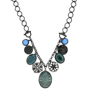 2028 Jewelry Blue Multi Drop Victorian Cameo Pendant Necklace 16"   3" Extender