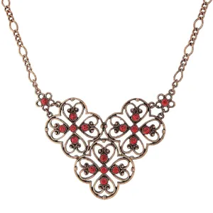 2028 Jewelry Coral Orange Filigree Bib Necklace 16"   3" Extender