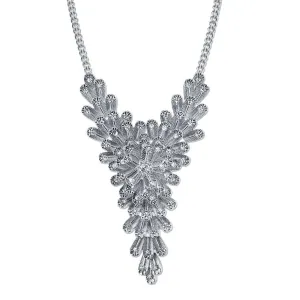 2028 Jewelry Crystal Floral Statement Bib Necklace 16"   3" Extender