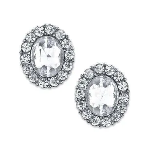 2028 Jewelry Crystal Oval Button Earrings