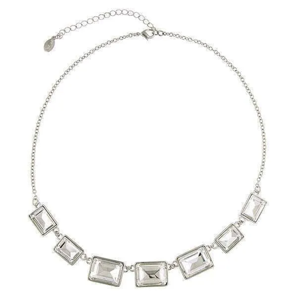 2028 Jewelry Crystal Rectangle Station Collar Necklace 16"   3" Extender