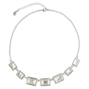 2028 Jewelry Crystal Rectangle Station Collar Necklace 16"   3" Extender