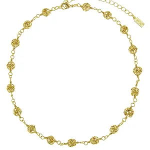 2028 Jewelry Gold Caged Filigree Beaded Necklace 15"   3" Extension