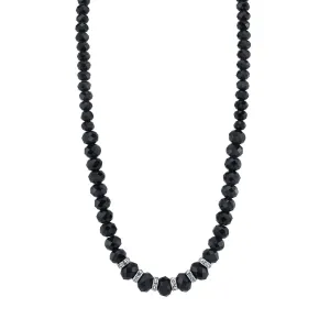 2028 Jewelry Graduated Jet Black Glass Crystal Accent Necklace 16"   3" Extender