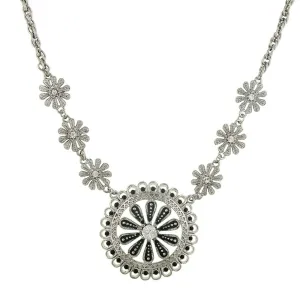 2028 Jewelry Jet Black And Crystal Pendant Necklace 16"   3" Extender