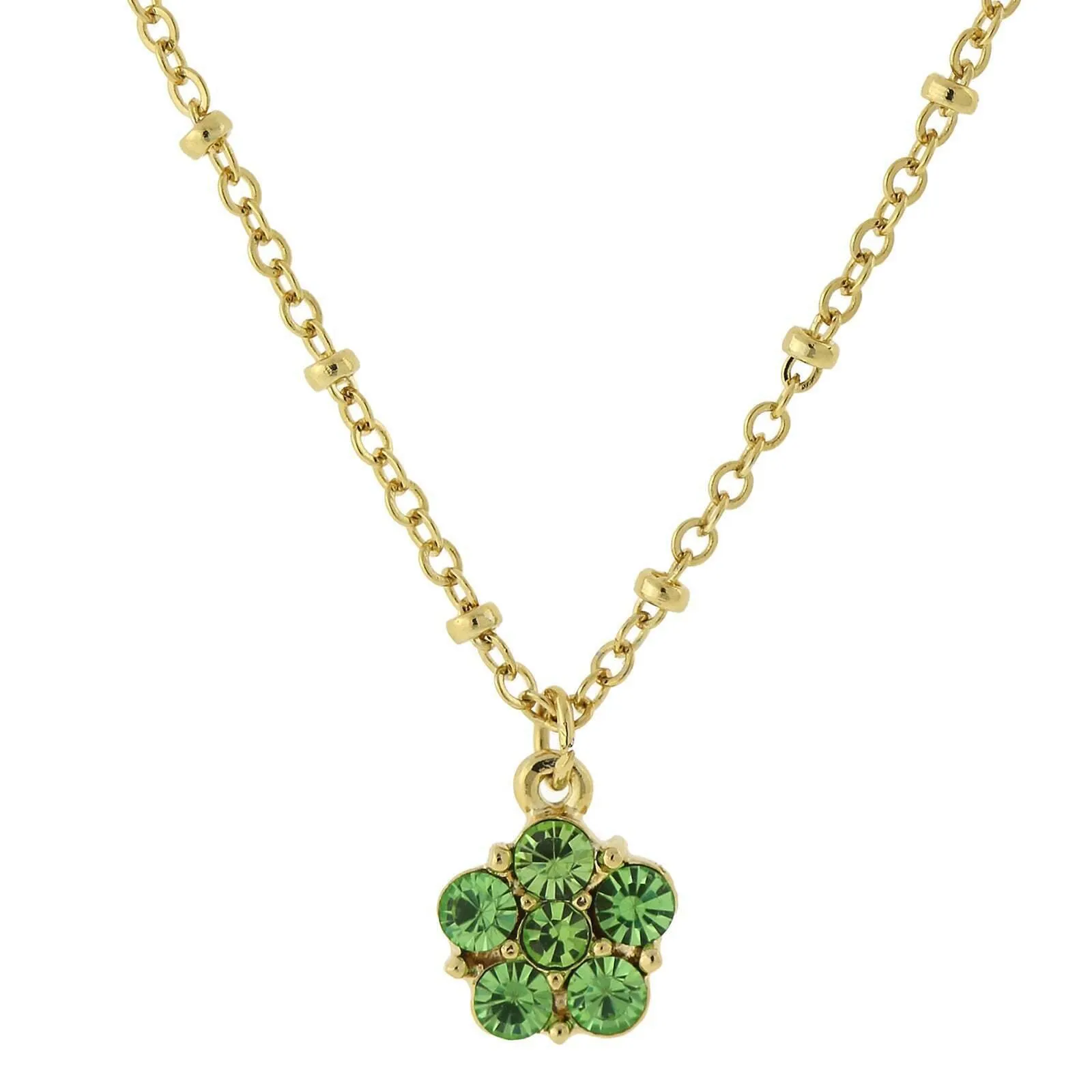 2028 Jewelry Petite Sweet Flower Crystal Pendant Necklace 16"