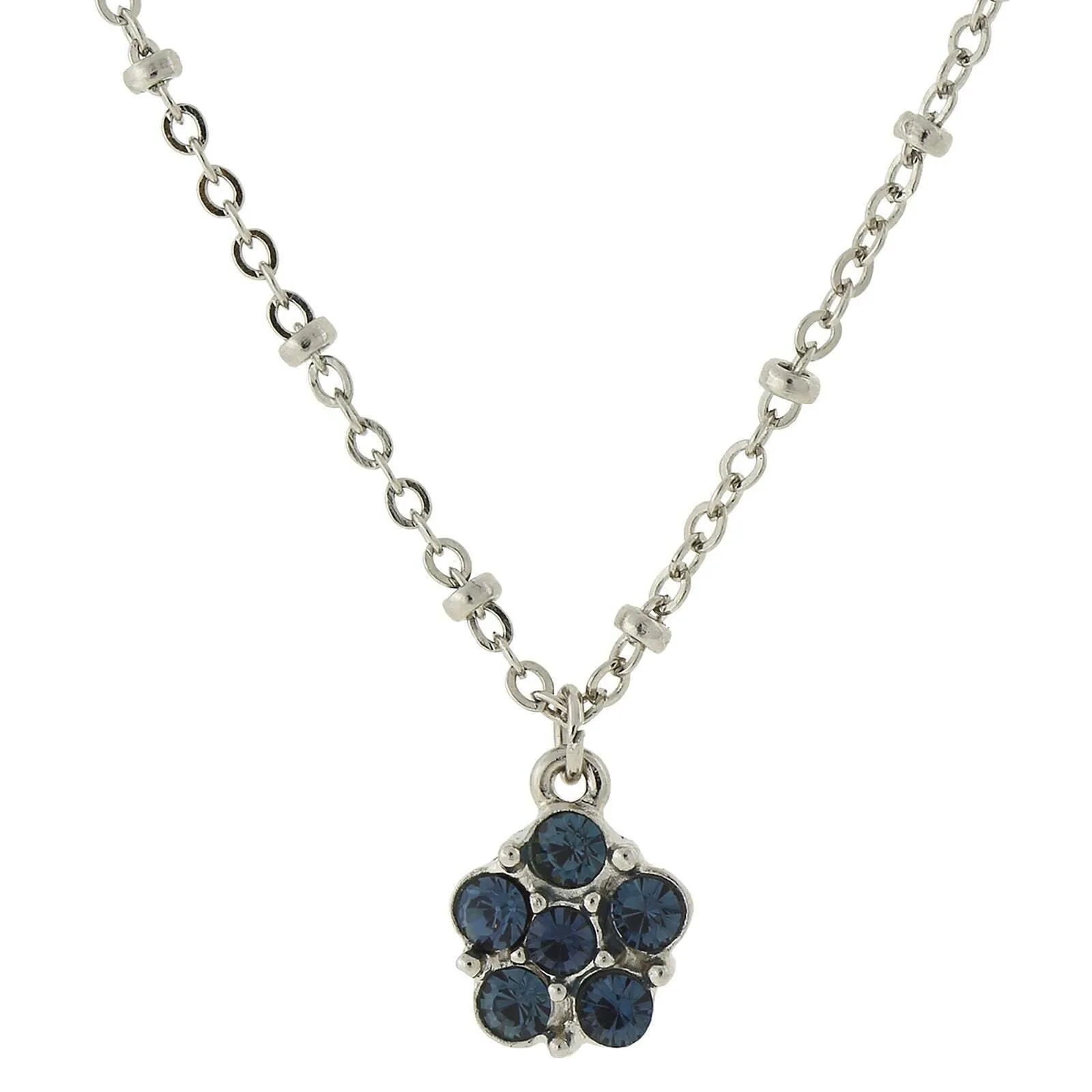 2028 Jewelry Petite Sweet Flower Crystal Pendant Necklace 16"