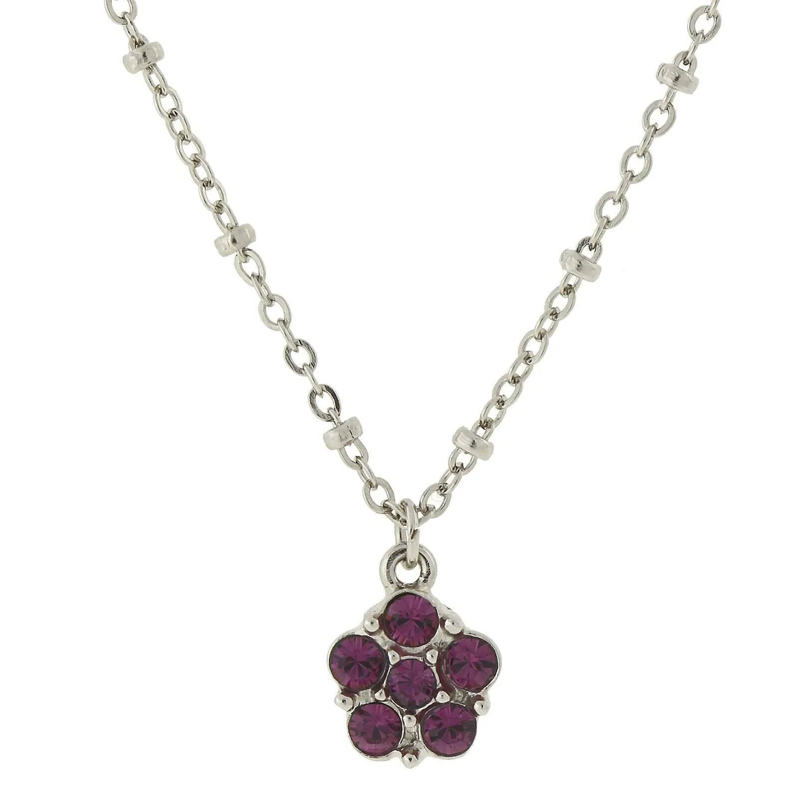 2028 Jewelry Petite Sweet Flower Crystal Pendant Necklace 16"