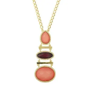 2028 Jewelry Raspberry & Peach Stone Drop Necklace 32"
