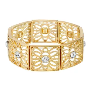 2028 Jewelry Square Filigree Crystal Stretch Bracelet