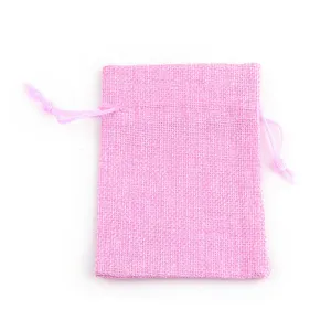 250 pc Polyester Imitation Burlap Packing Pouches Drawstring Bags, for Christmas, Wedding Party and DIY Craft Packing, Pearl Pink, 14x10cm