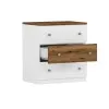 3-Drawer Wooden Nightstand, Colorblock Design, Plastic Handle, Storage Cabinet, Bedroom Side Table, White/Brown