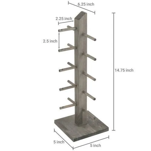5-Pair Sunglass/Jewelry Display Stand, Gray Wood