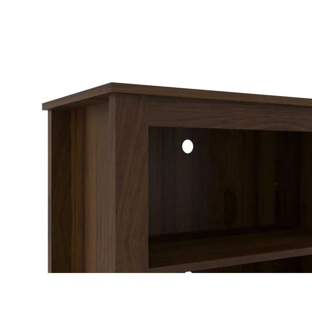 54 Inch Handcrafted Wood TV Media Entertainment Console, 4 Open Compartments, Espresso Brown By The Urban Port