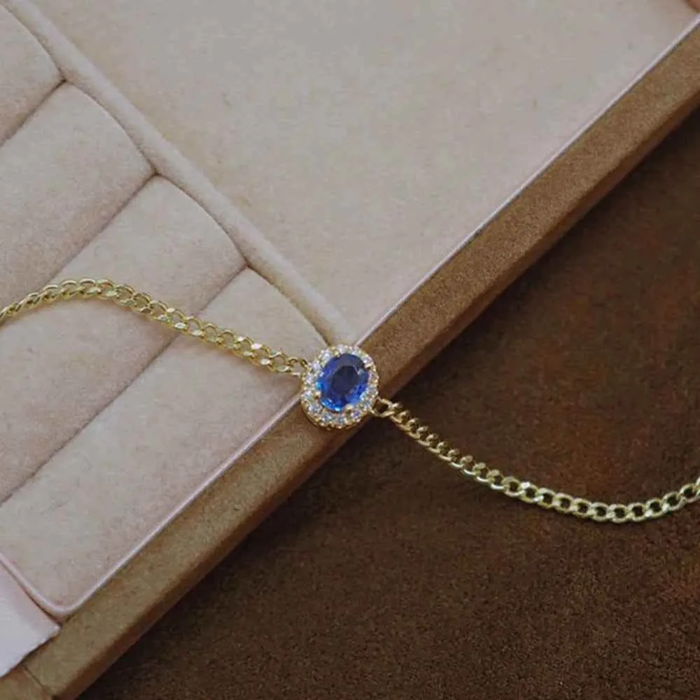 925 Sterling Silver Bracelet Charm Jewelry - Dark Blue Zircon - Xm354