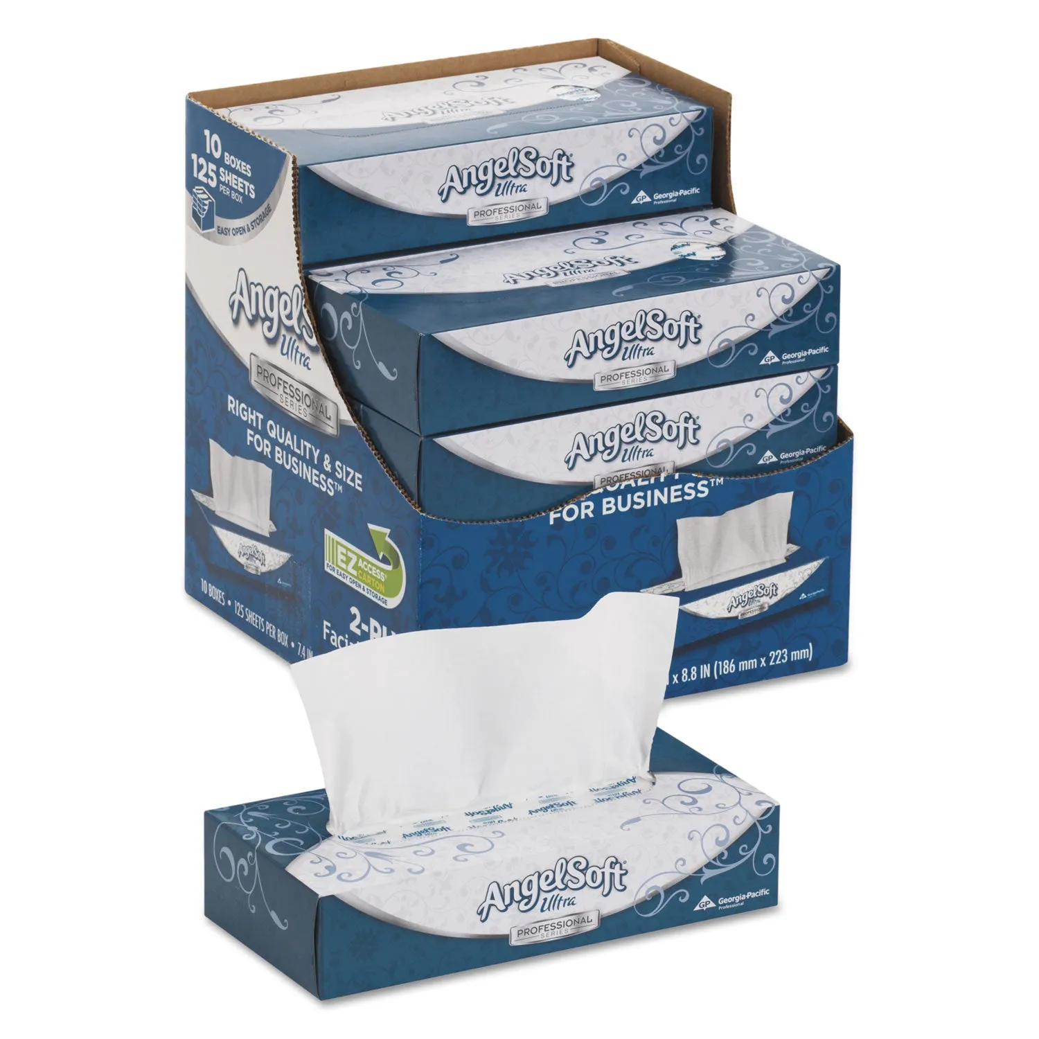Angel Soft Ps Ultra Facial Tissue, 2-Ply, White, 125 Sheets/Box, 10 Boxes/Carton - GPC4836014