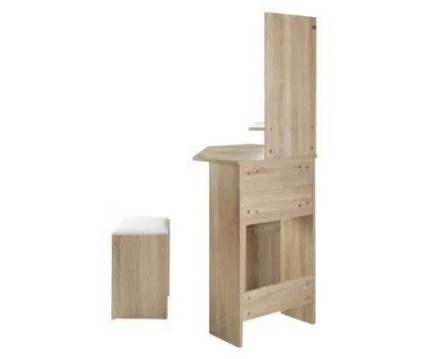Artiss Dressing Table Stool Set Corner 5 Drawers Oak