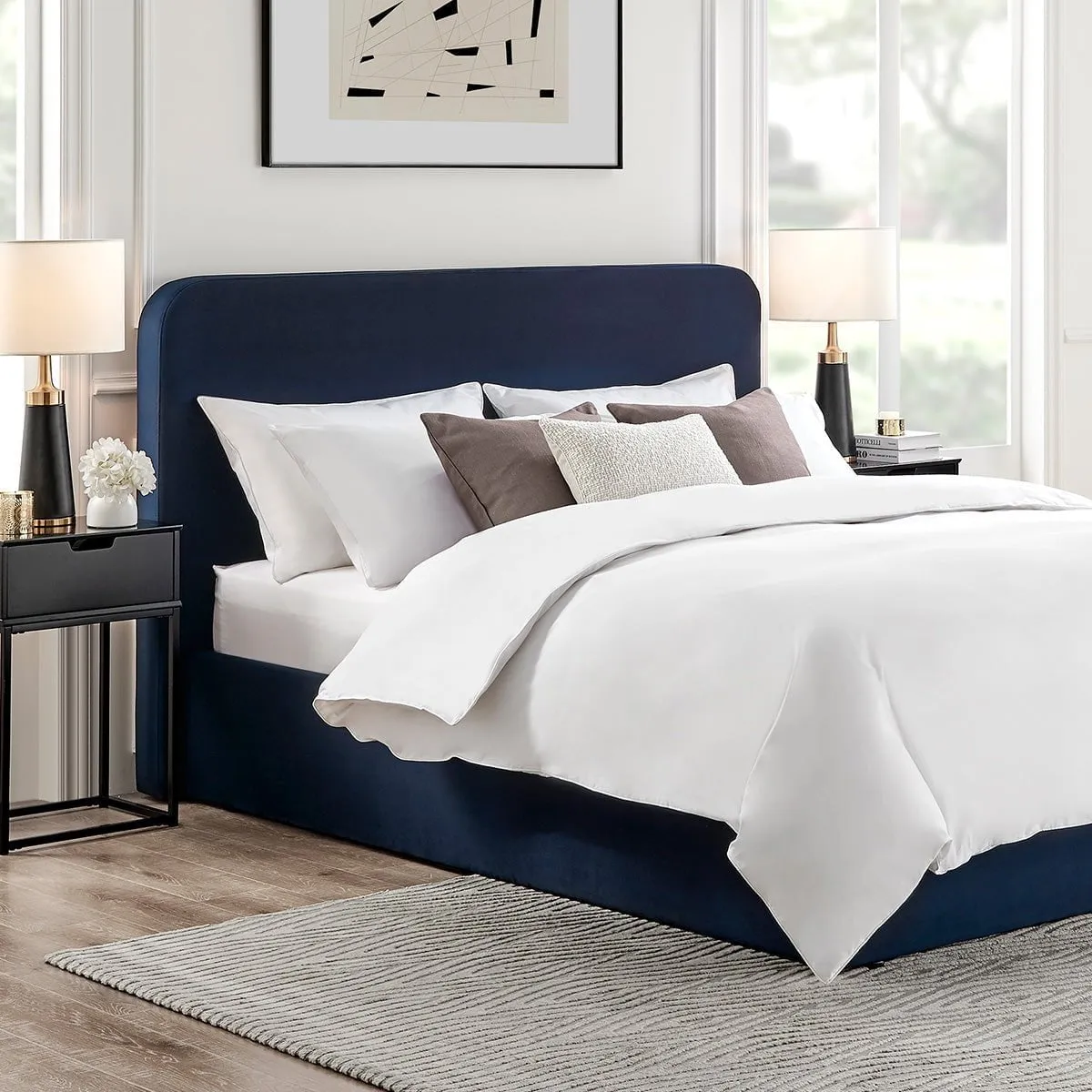 Ascot Ottoman Storage Bed - Dark Navy