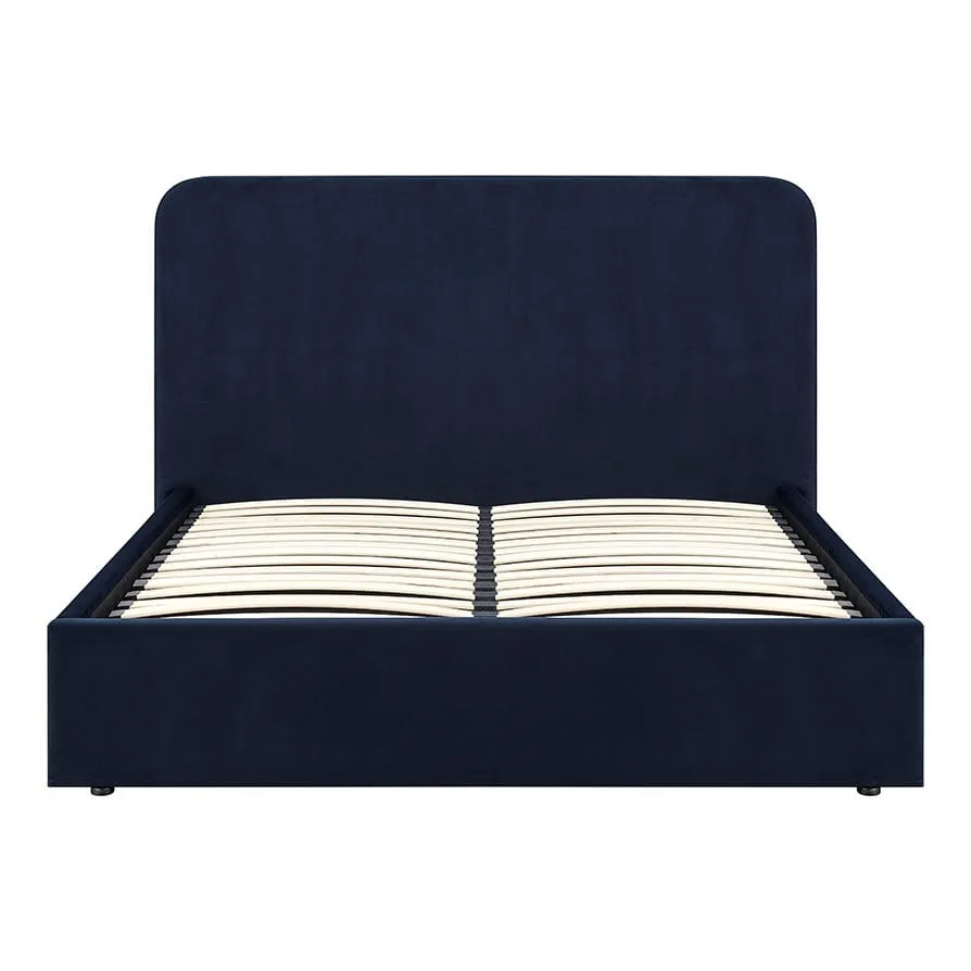 Ascot Ottoman Storage Bed - Dark Navy