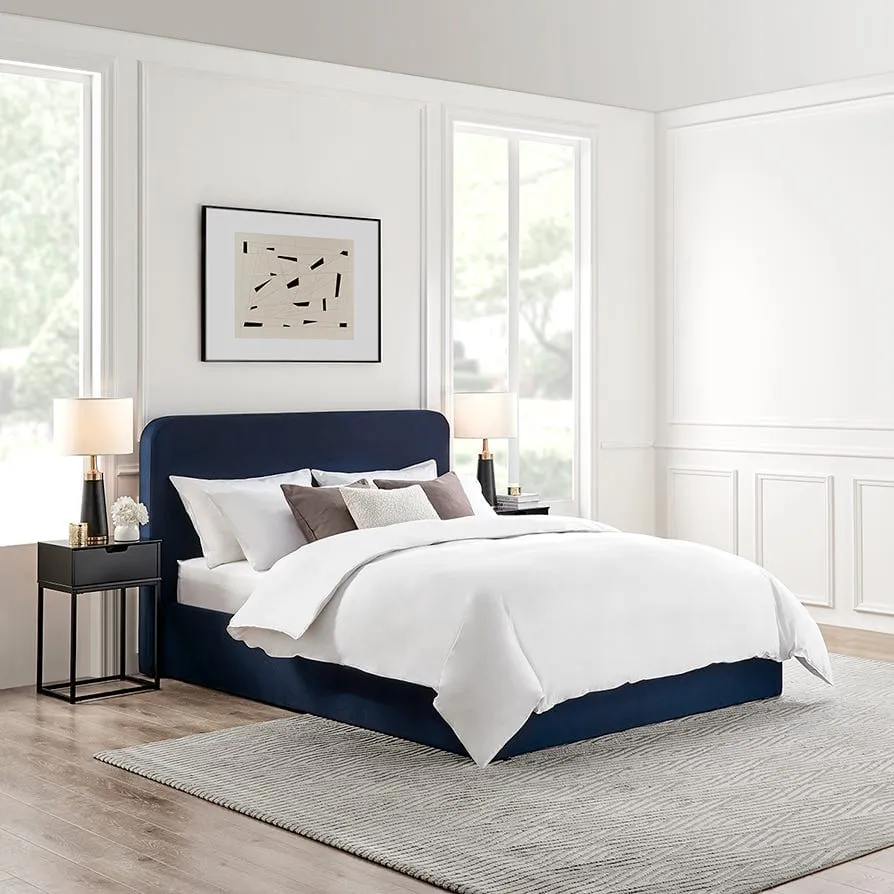 Ascot Ottoman Storage Bed - Dark Navy