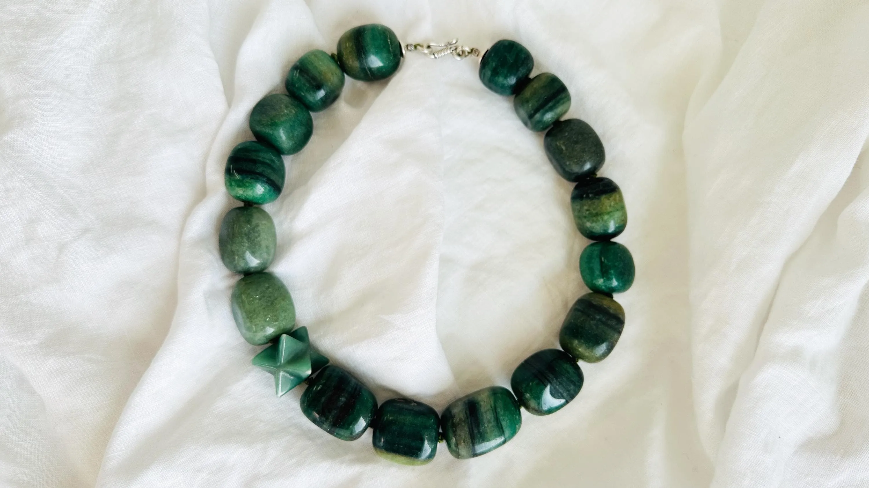 Aventurine Stone Necklace. Handmade Sterling Silver Jewelry. Adjustable.