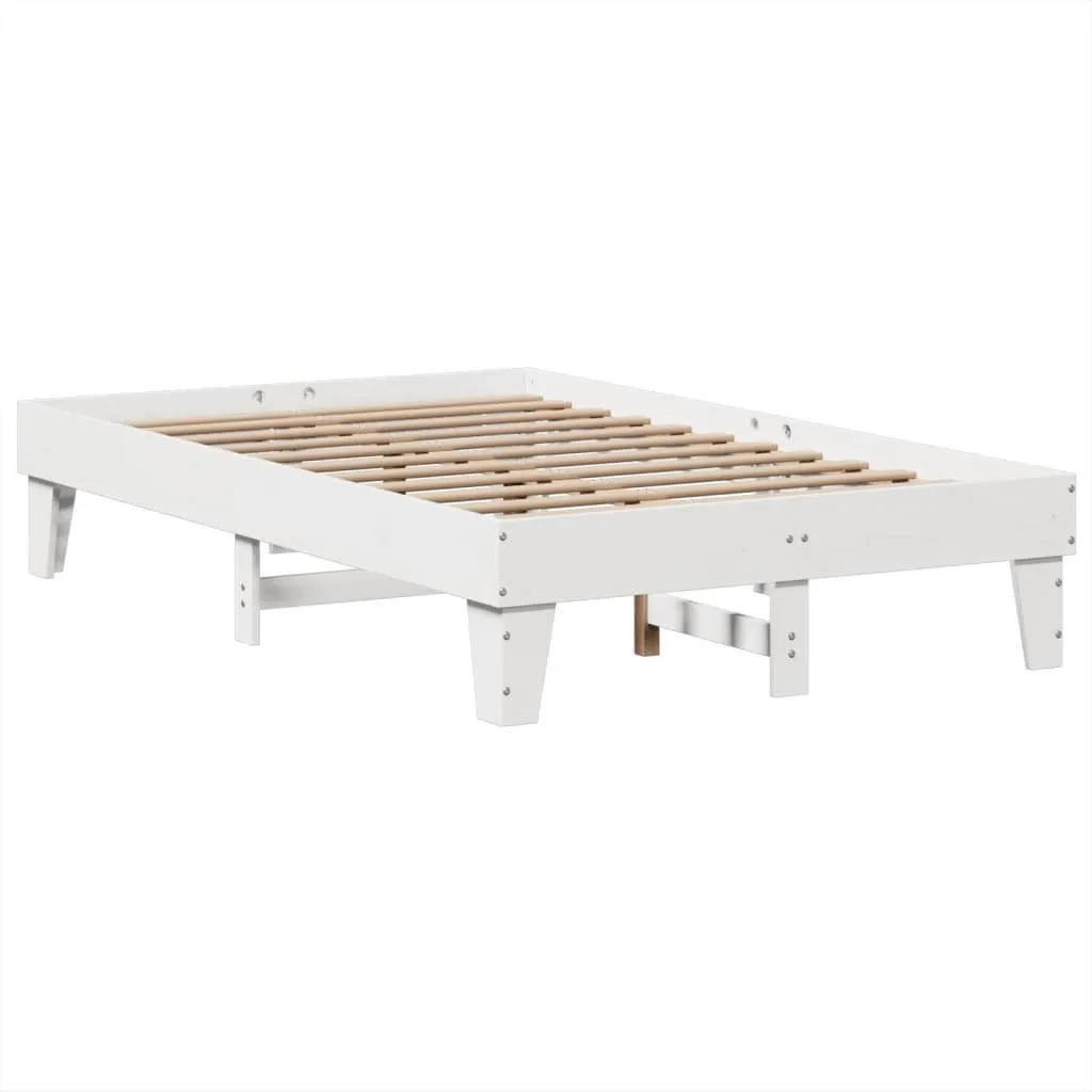 Bed Frame without Mattress White 135x190 cm Solid Wood Pine