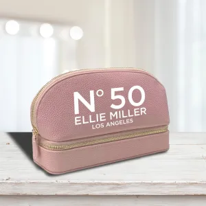 Birthday Celebration Personalized Leather Makeup Jewelry Bag Number Name State 40th 50th Makeup Case for Her Custom Birthday Gift (BMB1002)