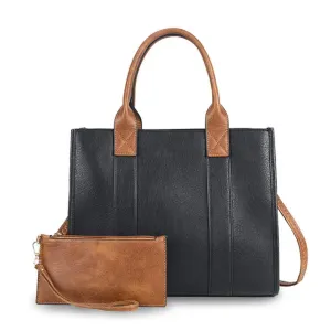 Black Satchel Handbag with Wristlet: Your Perfect Fashion Accessory
