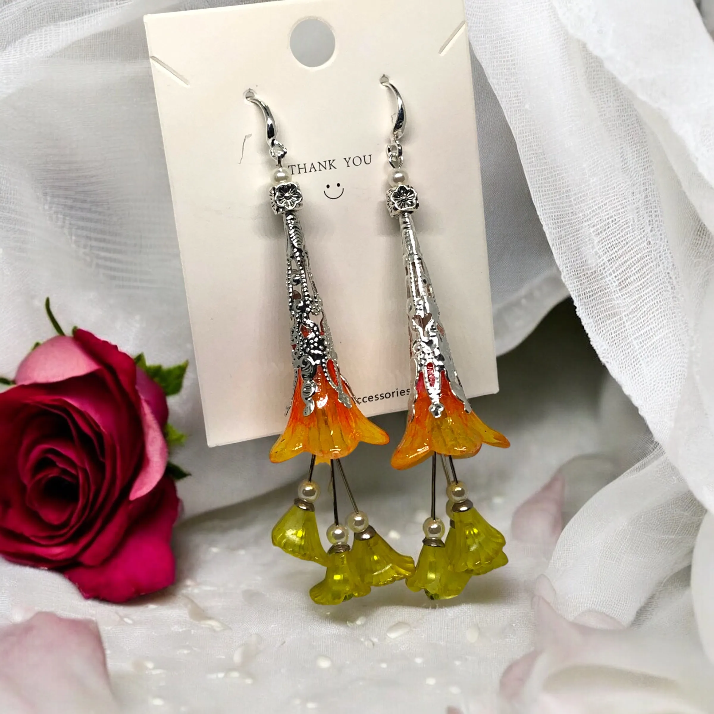 Bohemian Yellow Ombre Bloom Earrings