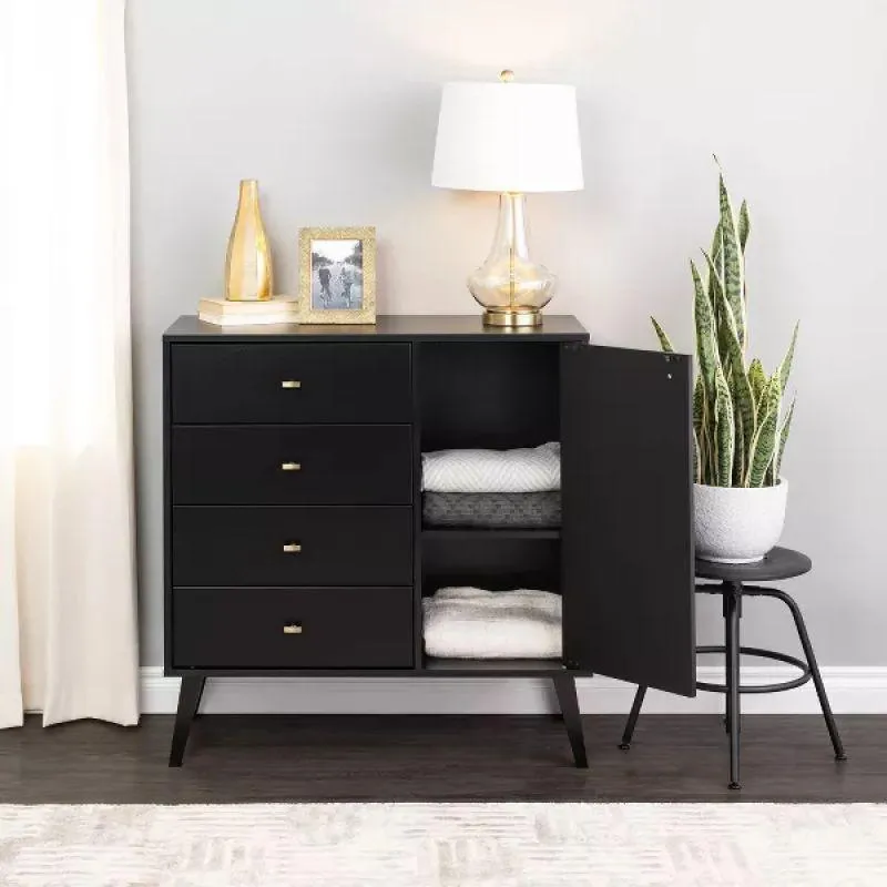 Bold Black MDF Unit Drawers by Alhome