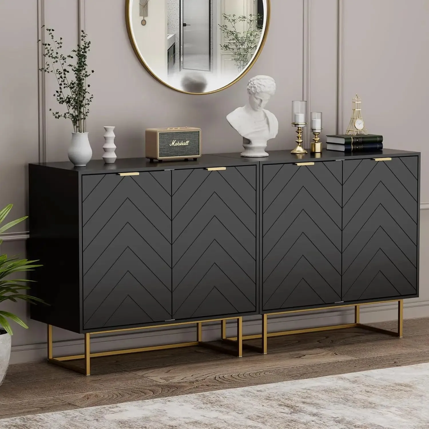 BrightHaven Modern Storage Cabinet Set