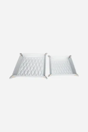 BROUK & CO. Leah 2 Piece Quilted Throw All Silver