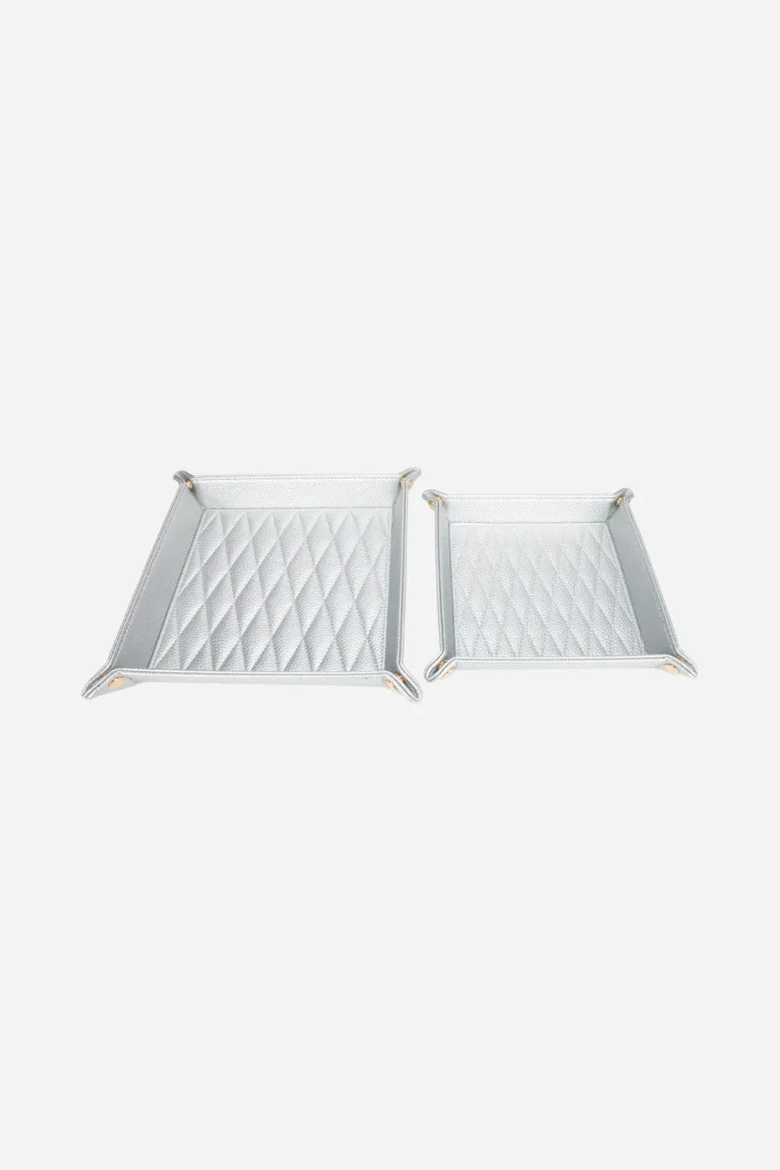 BROUK & CO. Leah 2 Piece Quilted Throw All Silver