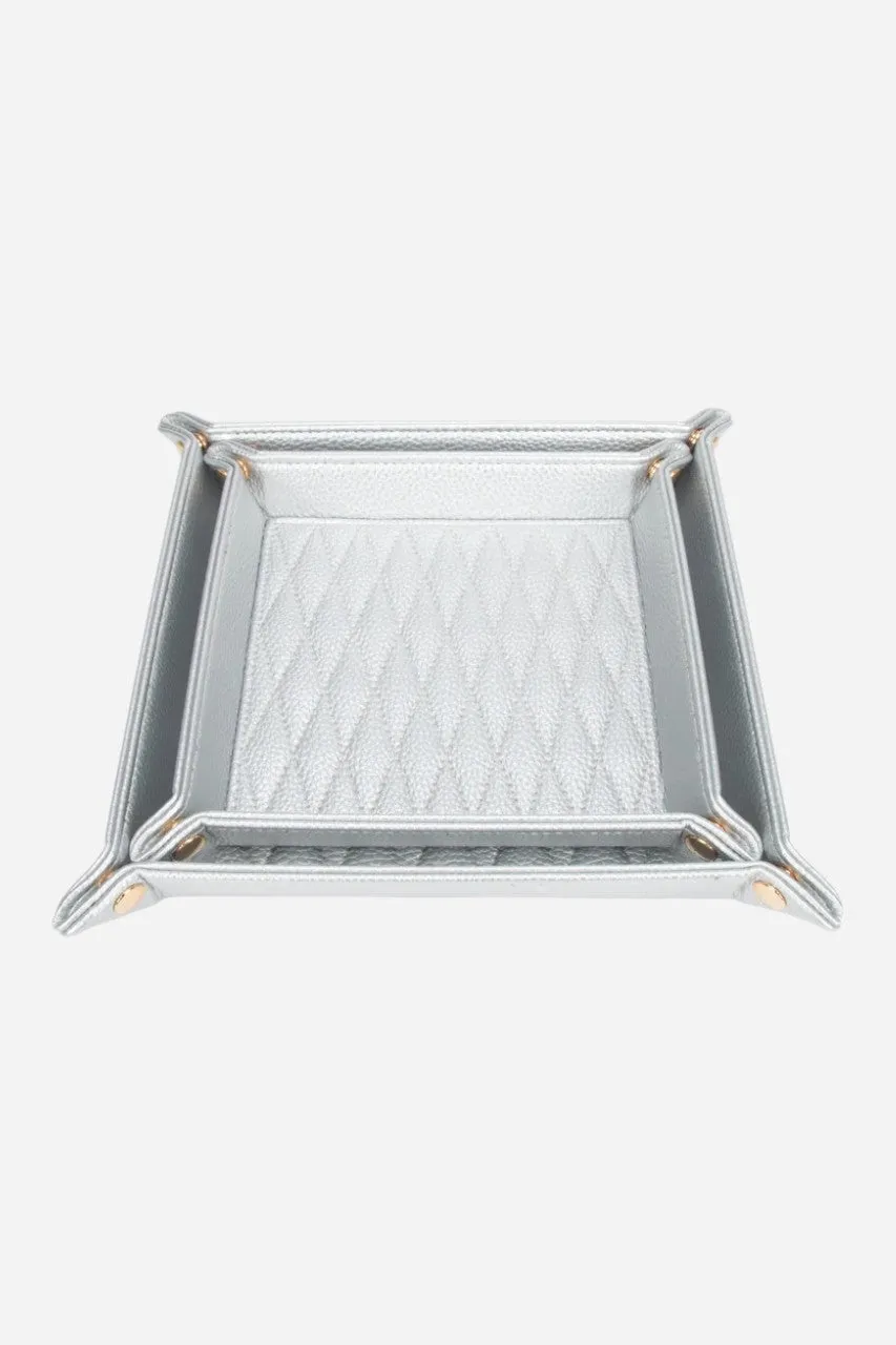 BROUK & CO. Leah 2 Piece Quilted Throw All Silver