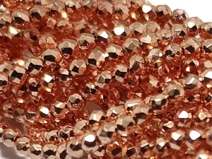 Brown Metallic Spherical Faceted Glass Crystal Beads