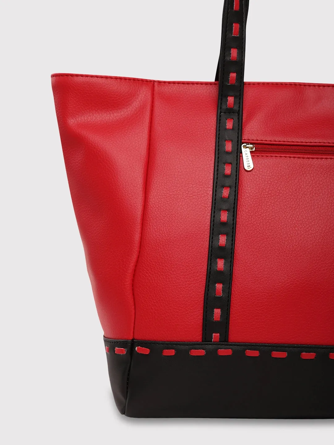 Caprese Lucca Tote Medium Solid Women'S Office Handbag Red