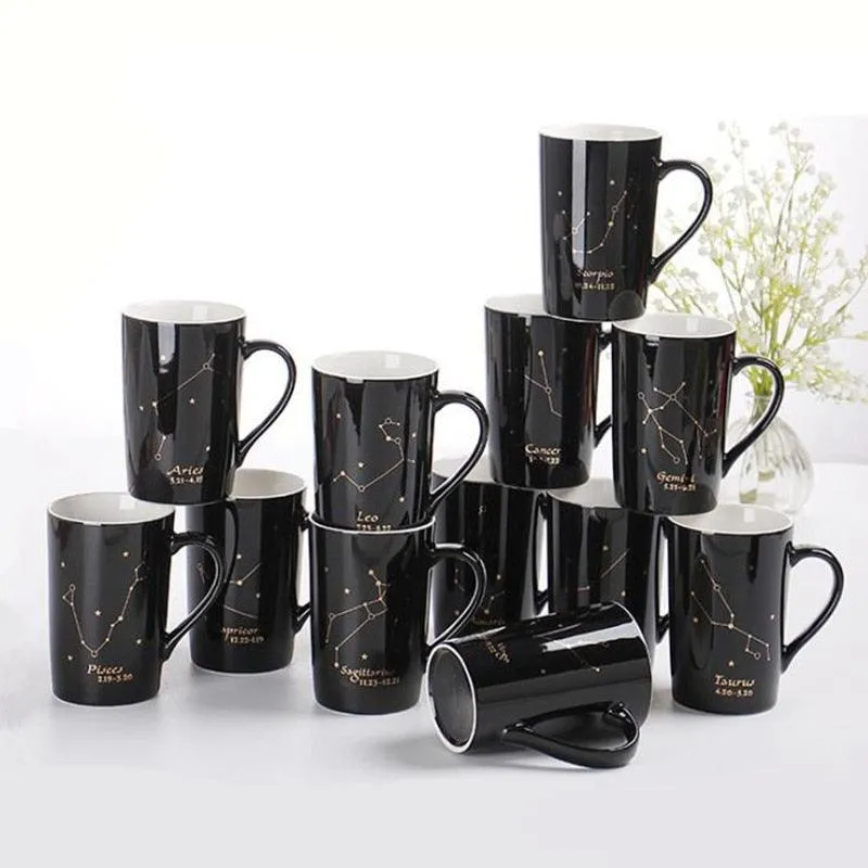 Celestial Chic: Luxurious Gold-Trimmed Zodiac Coffee Mug