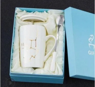 Celestial Chic: Luxurious Gold-Trimmed Zodiac Coffee Mug