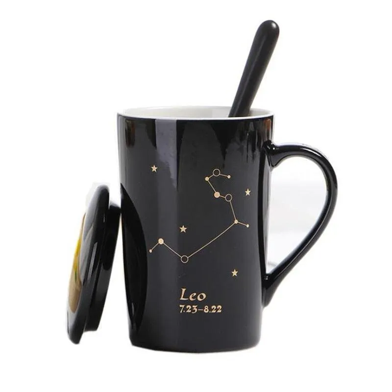 Celestial Chic: Luxurious Gold-Trimmed Zodiac Coffee Mug