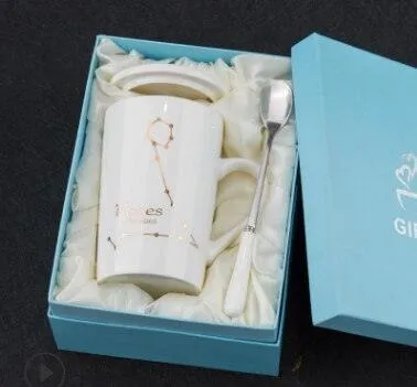 Celestial Chic: Luxurious Gold-Trimmed Zodiac Coffee Mug