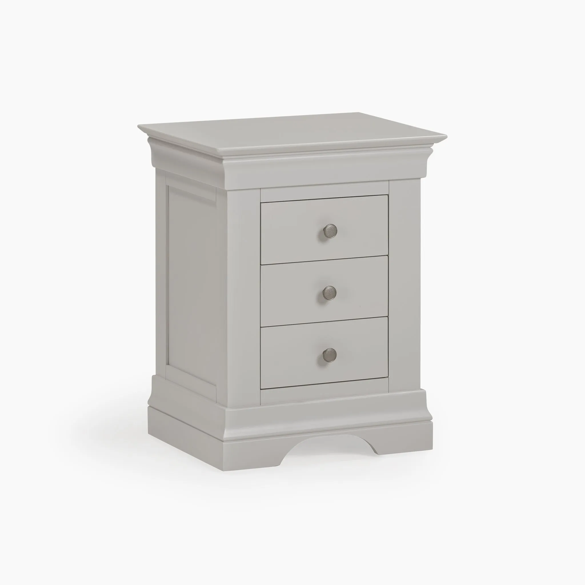 Chalbury 3 Drawer Bedside Table in Pebble Grey